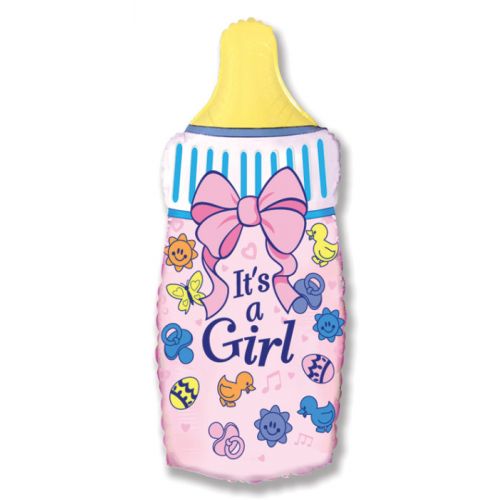 Фольгированный шар - бутылочка для девочки (розовая)