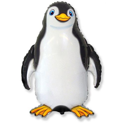 Фольгированный шар счастливый пингвин (чёрный, 81 см)