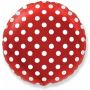Фольгированный круг (46 см) Белые точки Красный