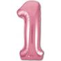 Шар Цифра, 1 Slim, Розовый фламинго (102 см) 