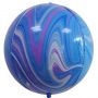 Шар (56 см) Сфера 3D, Мрамор, Голубой/Сиреневый, Агат 