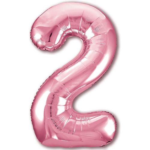 Шар цифра, 2 Slim, Розовый фламинго (102 см) 