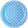 Упаковка из 6 тарелок голубого цвета в белую точку. Доставка и гарантия качества круглосуточно